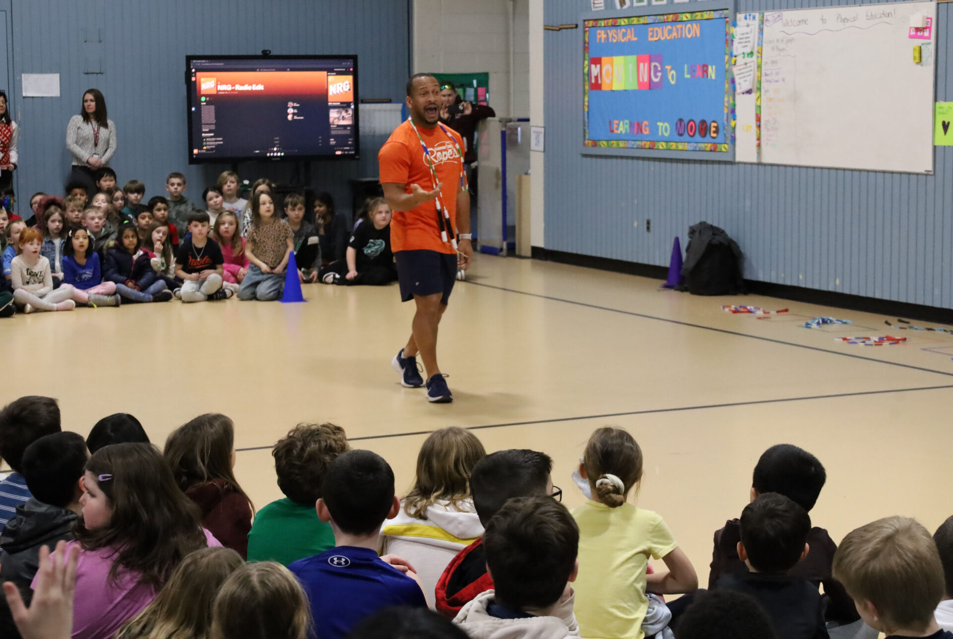 Nick Woodard of Learnin’ the Ropes brought his energetic jump rope enrichment program to Byam Elementary School in Chelmsford on Wednesday, Feb. 5.