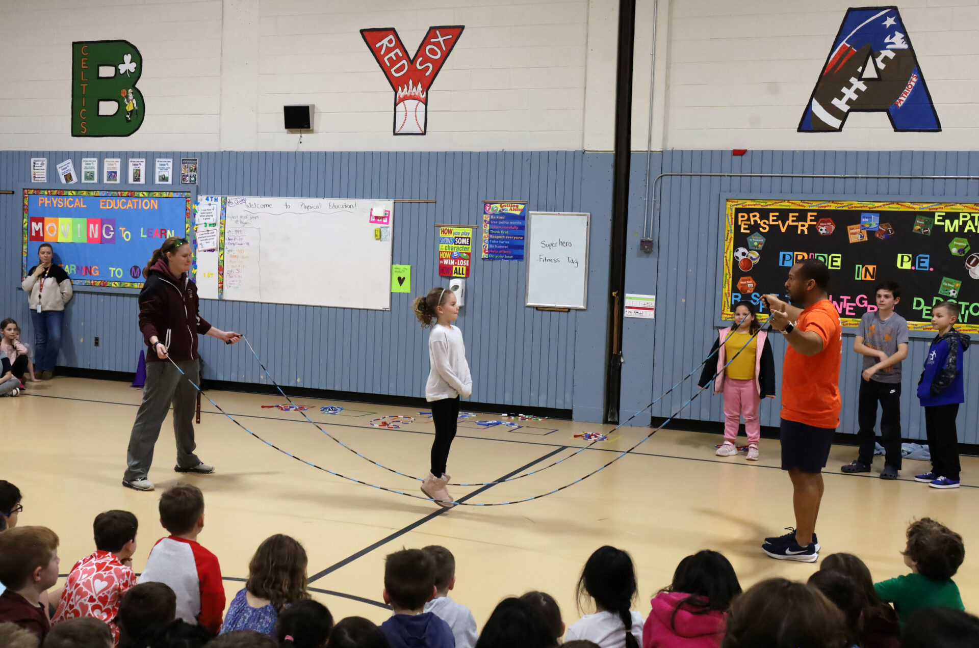 Nick Woodard of Learnin’ the Ropes brought his energetic jump rope enrichment program to Byam Elementary School in Chelmsford on Wednesday, Feb. 5.