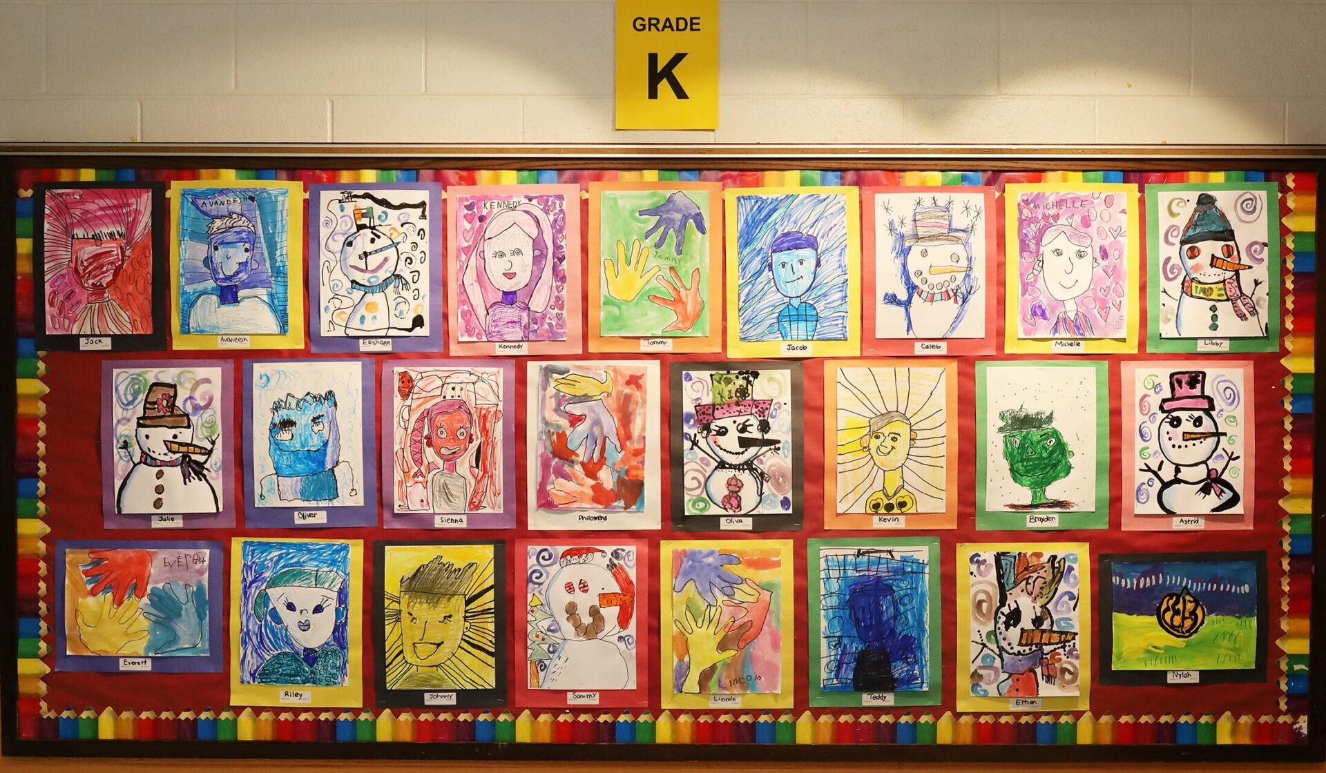 Kindergarten work featured in Byam Elementary School's Art night on Wednesday, May 27, 2026.