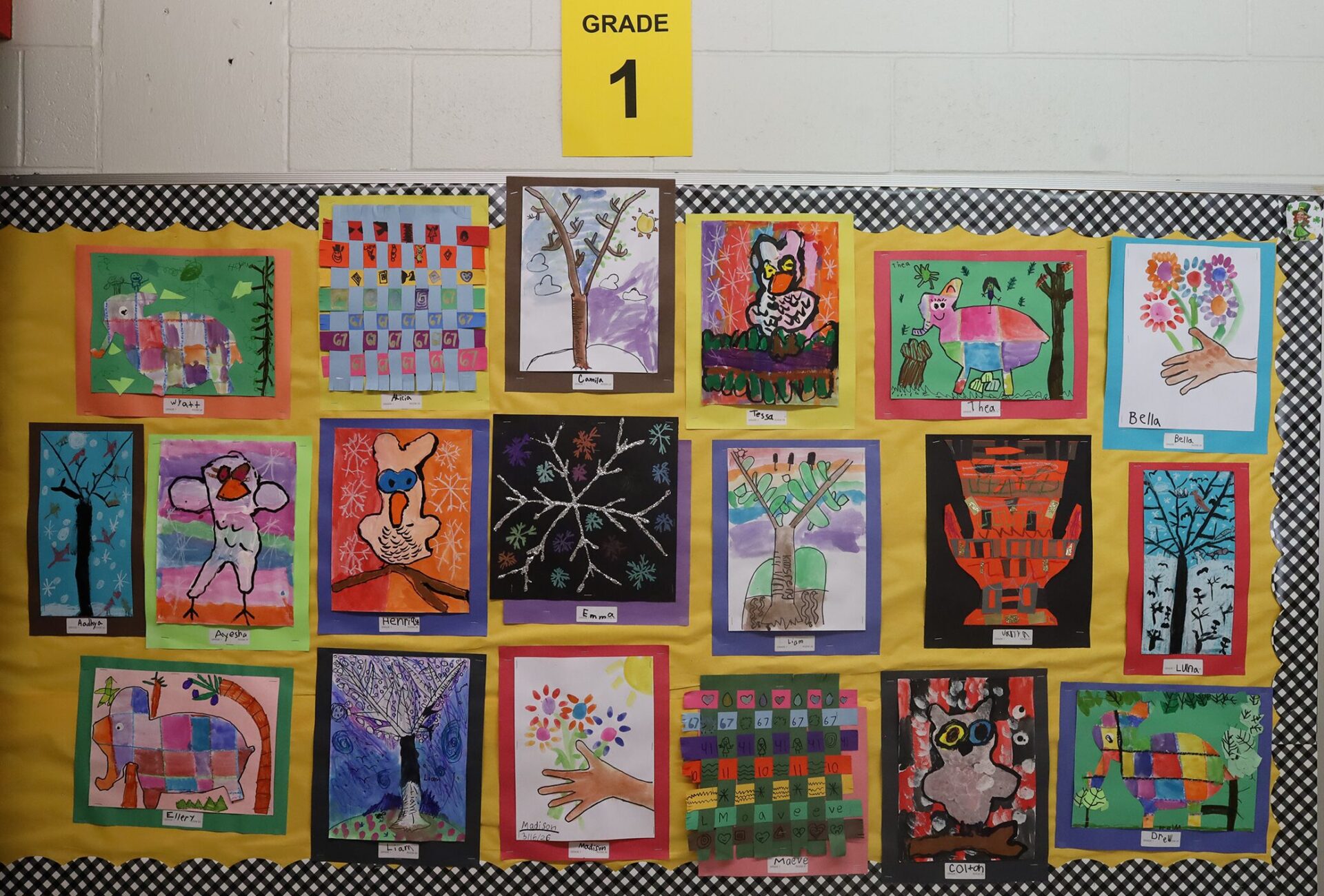 First grade work featured in Byam Elementary School's Art night on Wednesday, May 27, 2026.