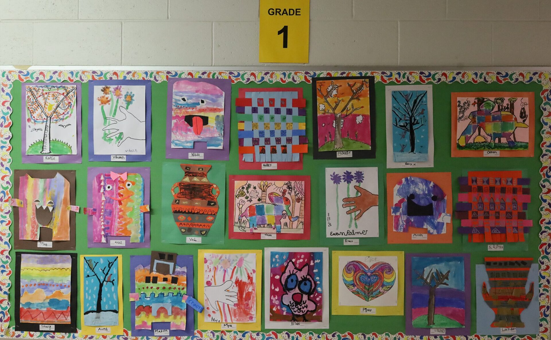 First grade work featured in Byam Elementary School's Art night on Wednesday, May 27, 2026.