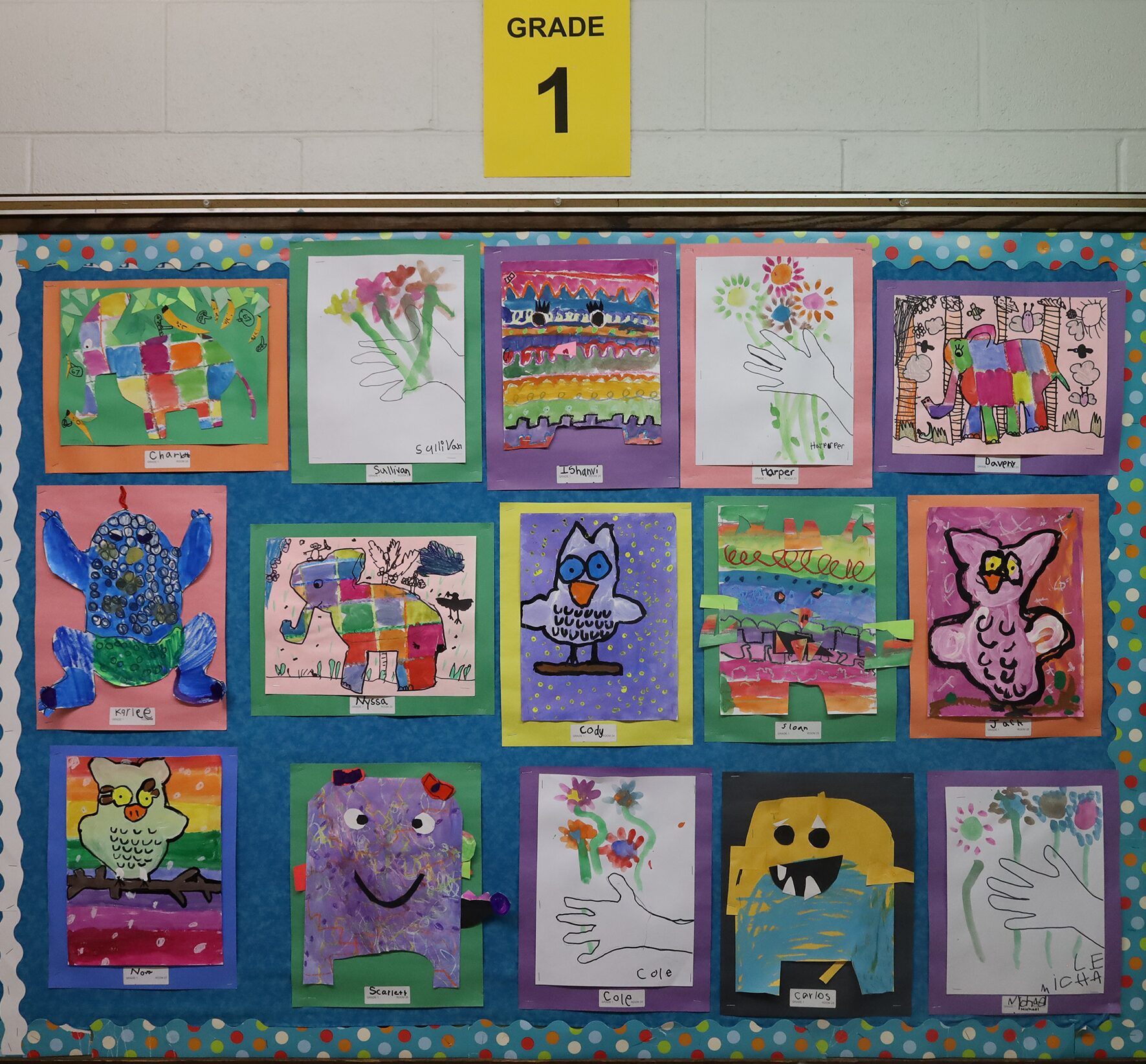 First grade work featured in Byam Elementary School's Art night on Wednesday, May 27, 2026.