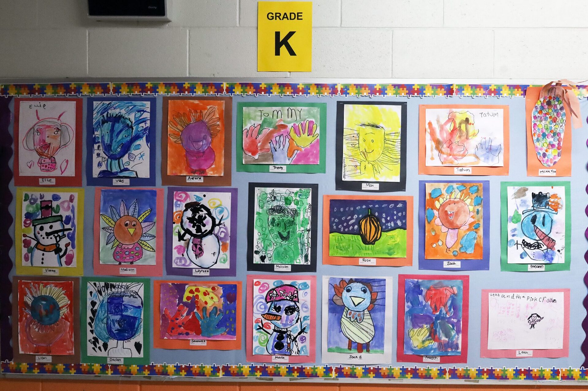Kindergarten work featured in Byam Elementary School's Art night on Wednesday, May 27, 2026.