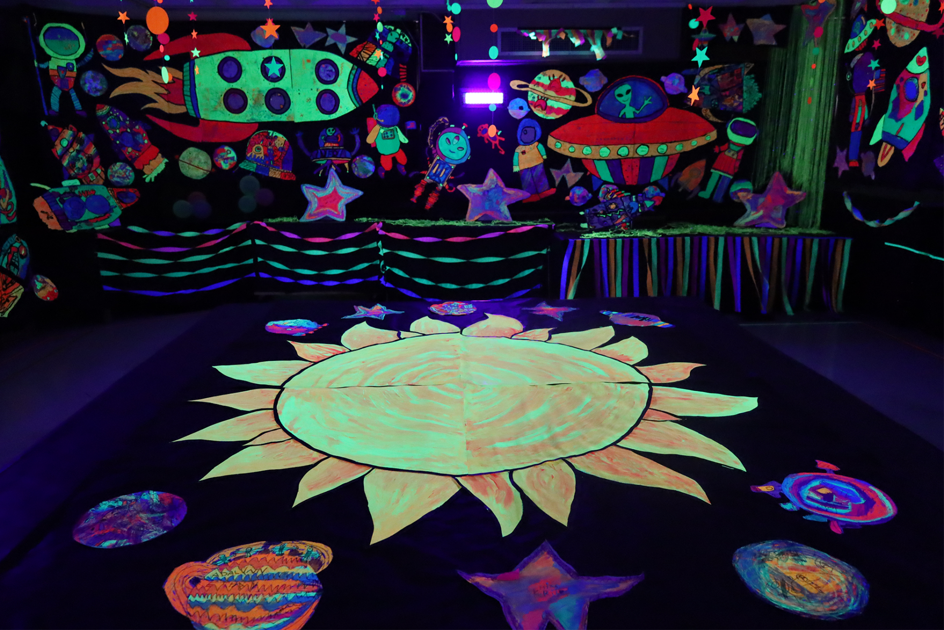The art room was transformed into a glow-in-the-dark galaxy during Byam Elementary School's Art Night on Wednesday, May 27, 2026.